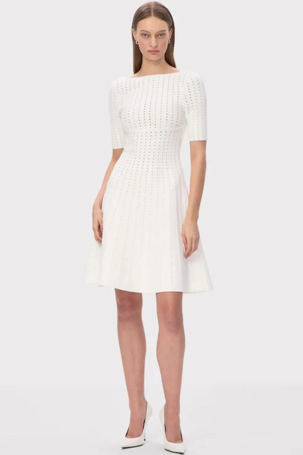 Donna Bandage Knit Midi Dress in White