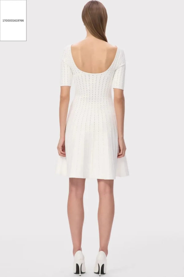 Donna Bandage Knit Midi Dress in White