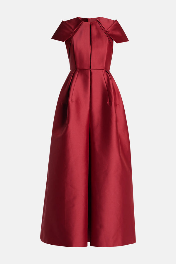 Petal Sleeve Evening Dress in Red