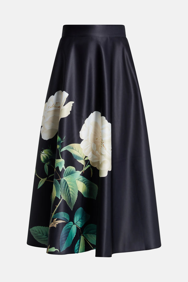 Rosalyn Floral Maxi Skirt In Black