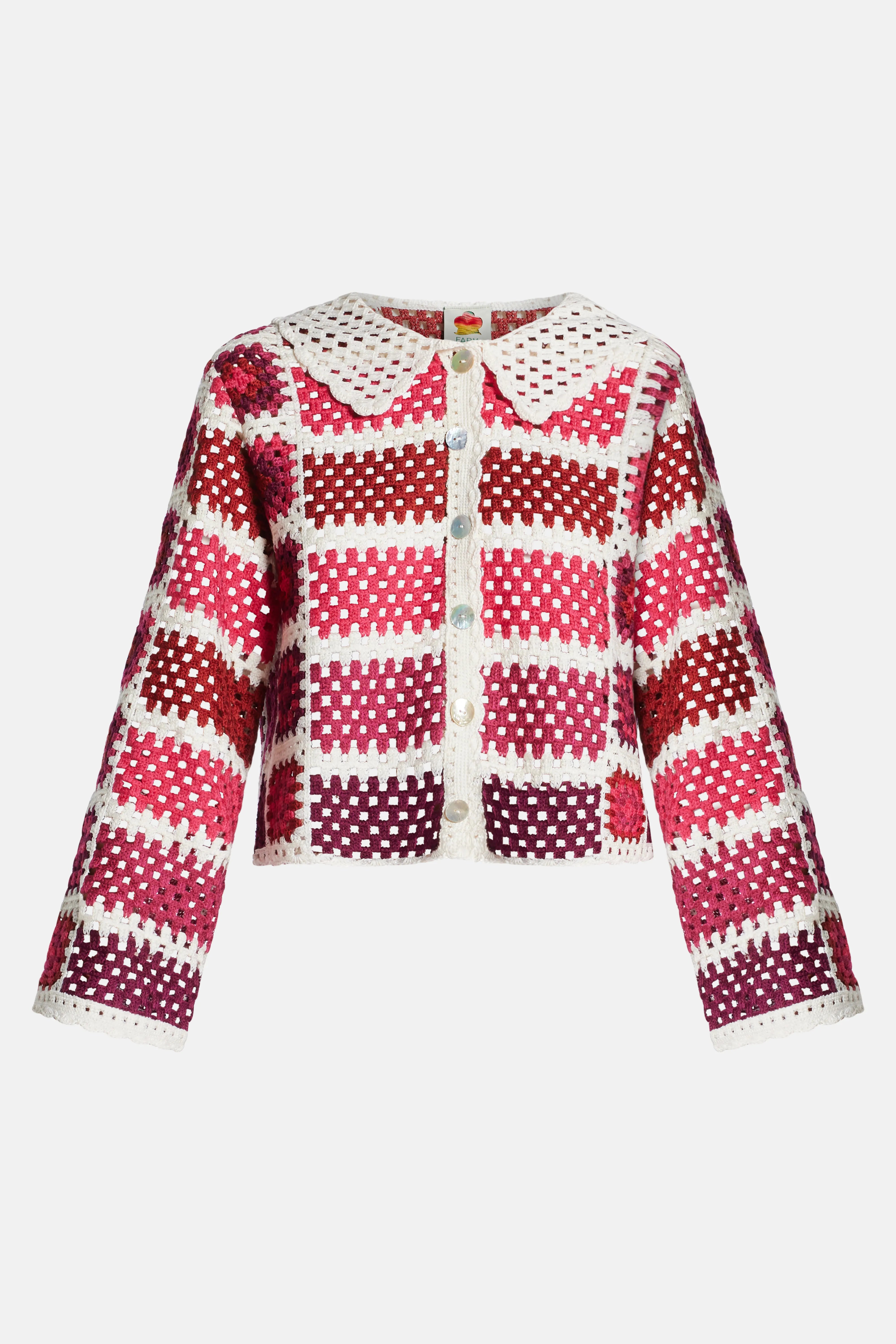 Crochet Tiles Knit Shirt In Red