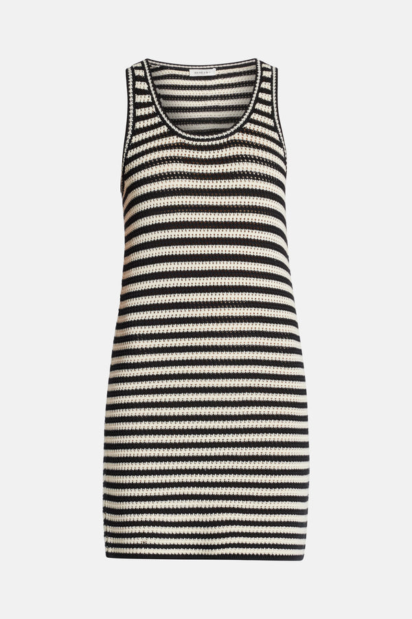 Arie Sleeveless Stripes Mini Dress in Black and White