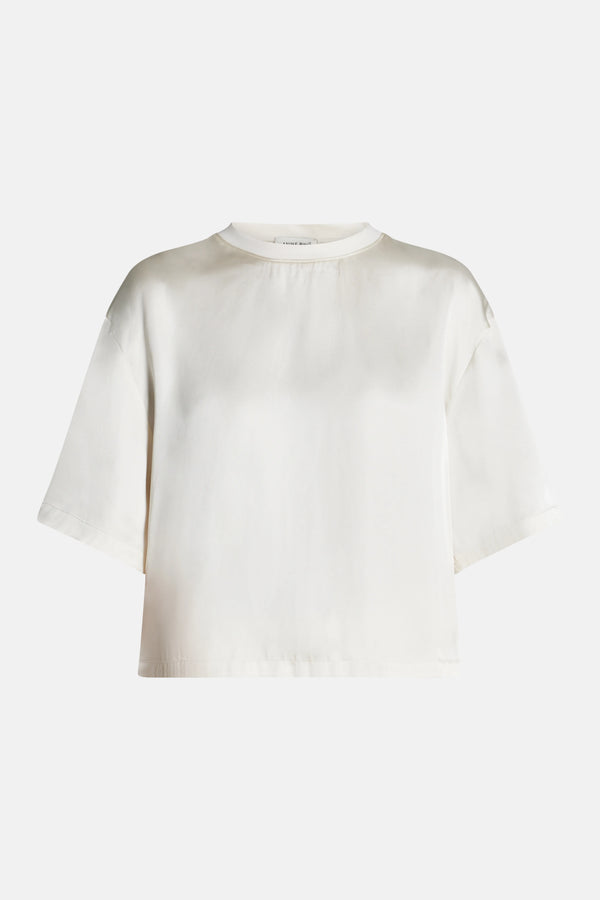 Imogen Round Neck Long Sleeves Silk Top in White