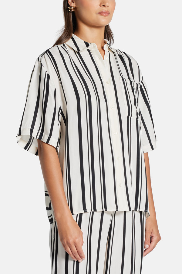 Coco Stripes Short Sleeves Shirt in Black and White