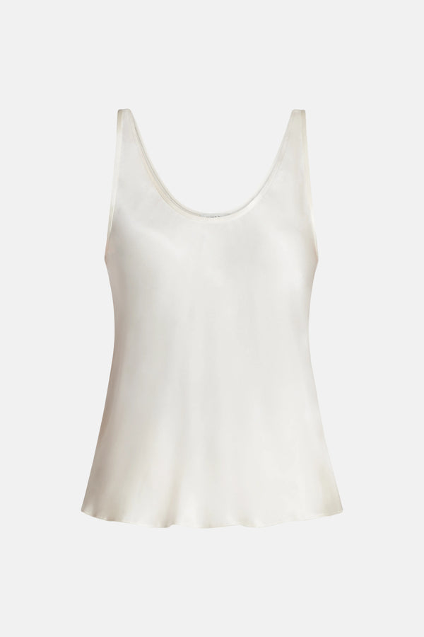 Lea Sleeveless Silk Top in White