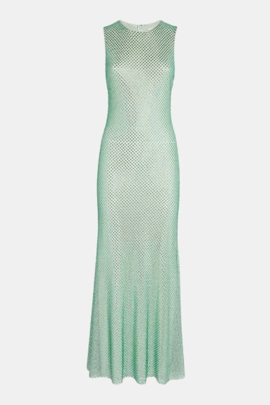 Rhinestone Mesh Sleeveless Evening Dress in Green