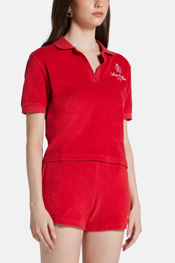 Vendome Terry Cotton Polo T-Shirt in Red