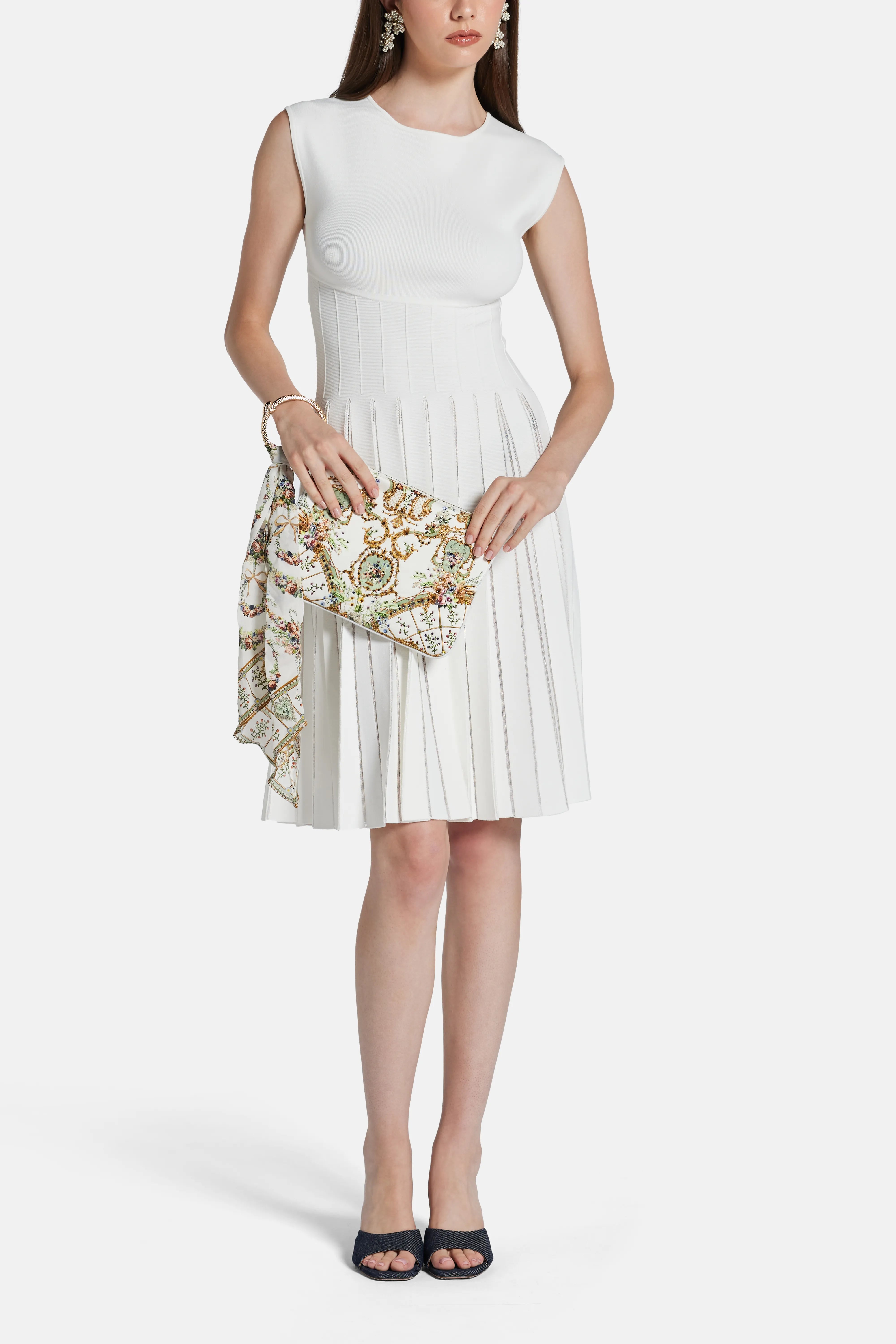Dressing Room Drama Ring Scarf Silk Clutch Bag in White