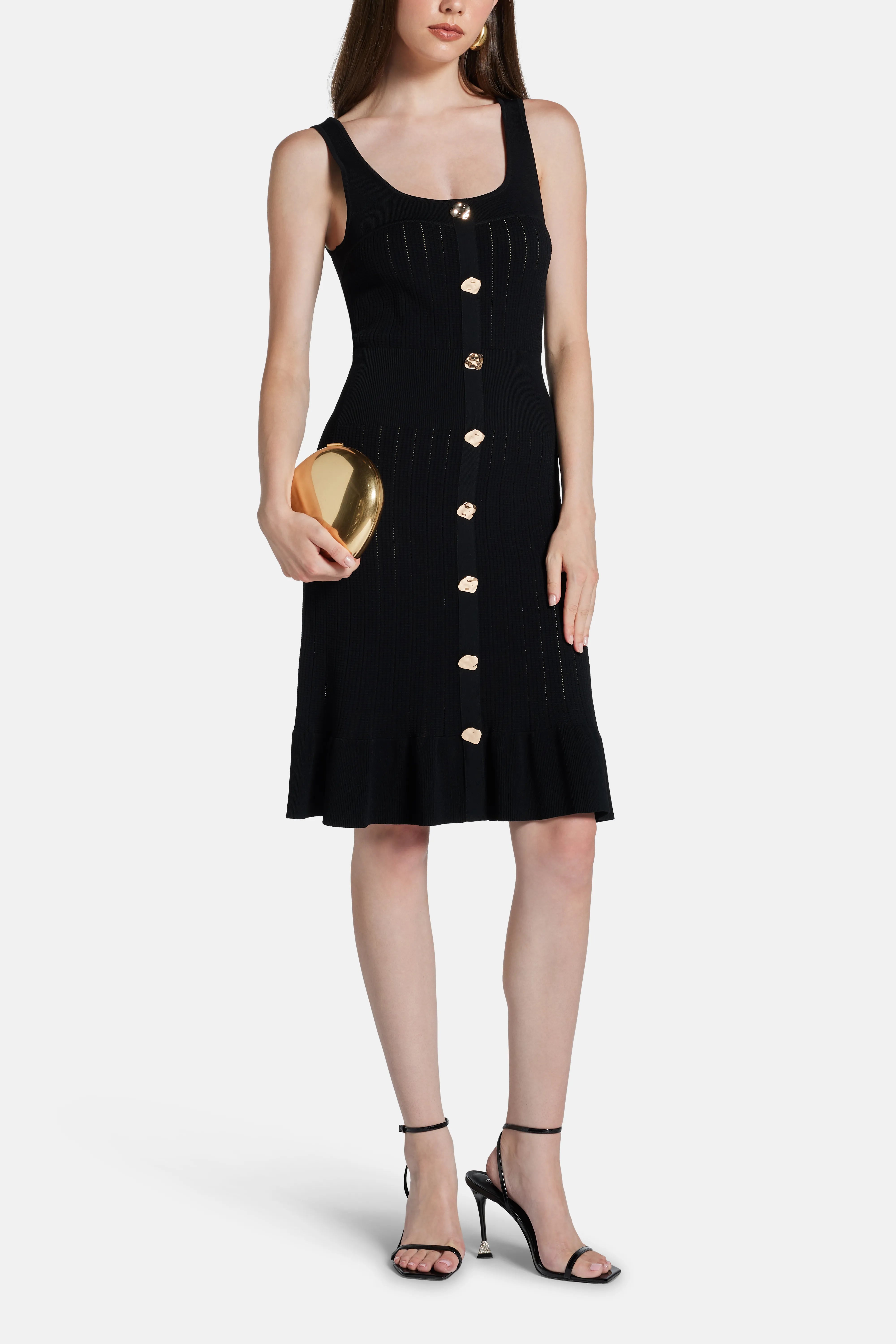 Maggie Sleeveless Bandage Knit Mini Dress in Black