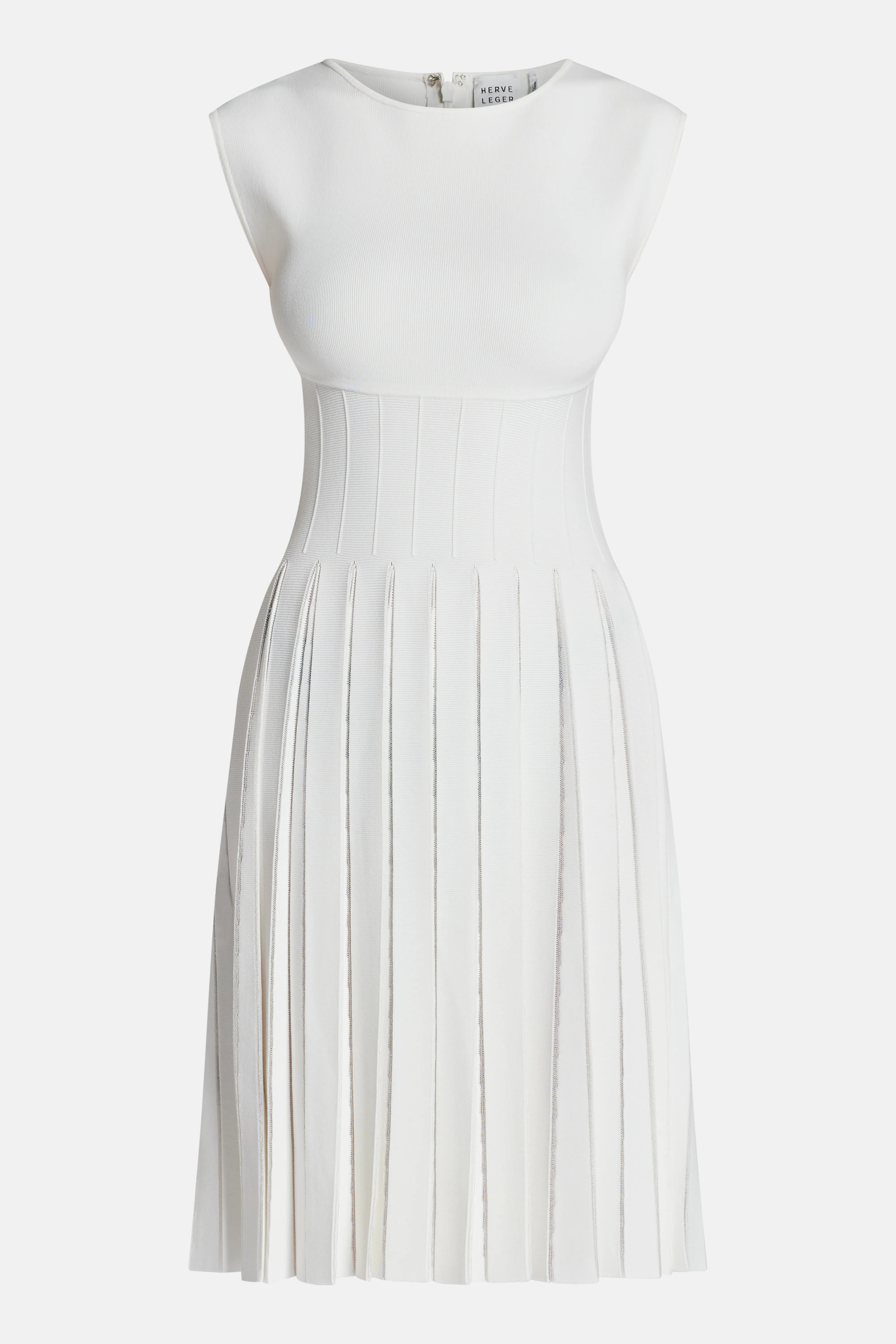 Annabel Cap Sleeves Bandage Knit Mini Dress in White