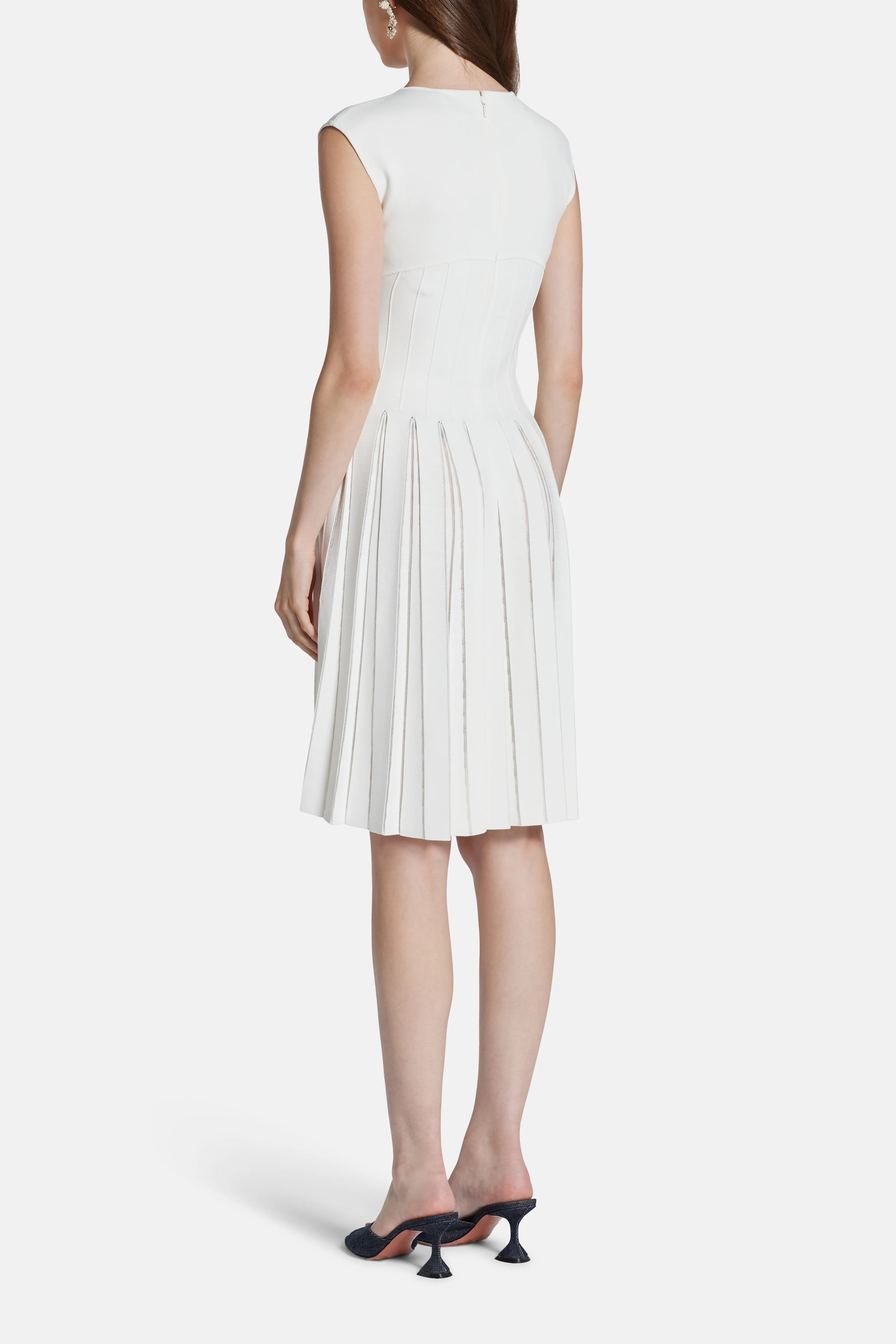 Annabel Cap Sleeves Bandage Knit Mini Dress in White