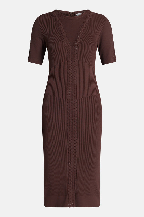 Alina Bandage Knit Midi Dress in Brown