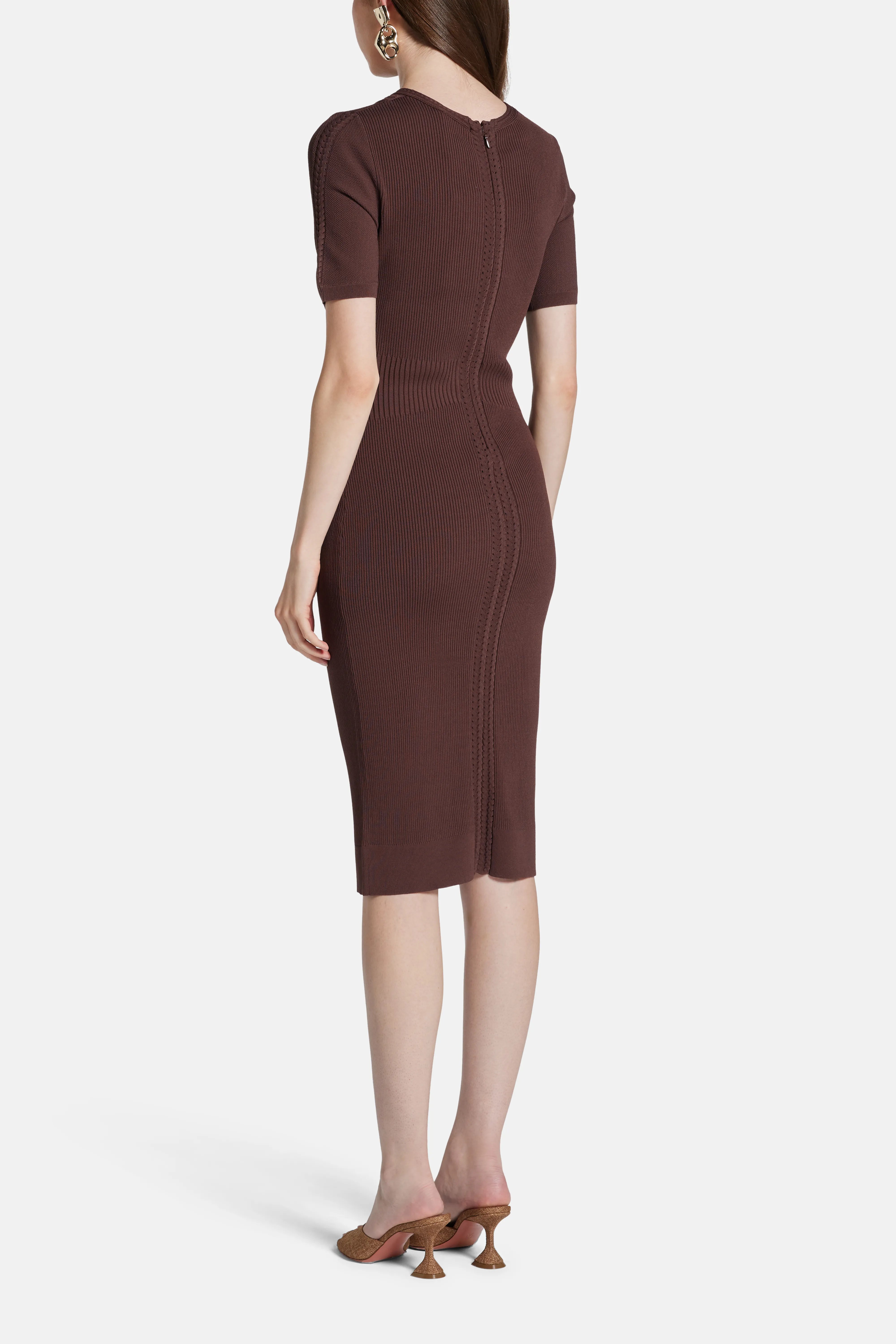 Alina Bandage Knit Midi Dress in Brown