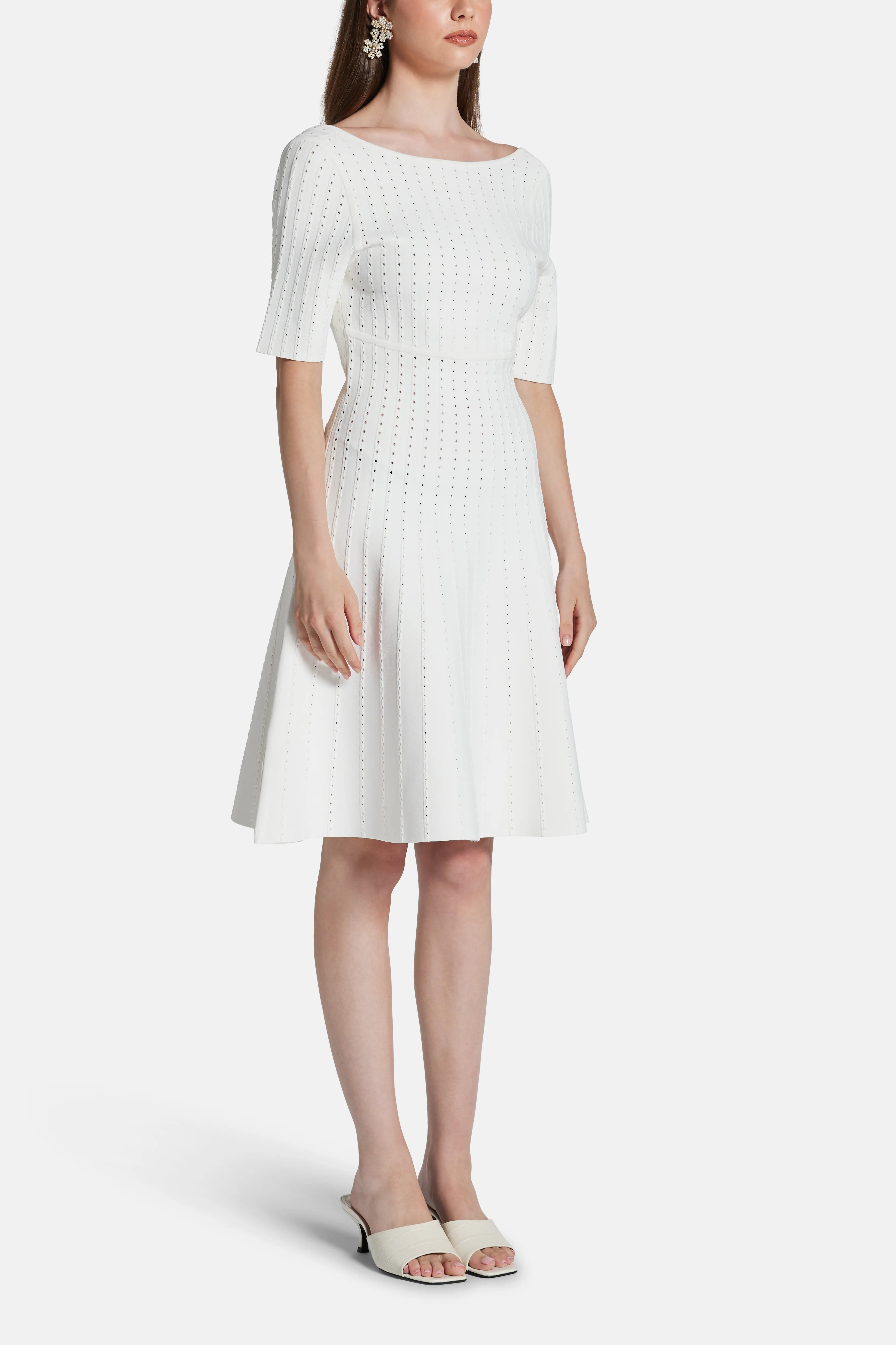 Donna Bandage Knit Midi Dress in White
