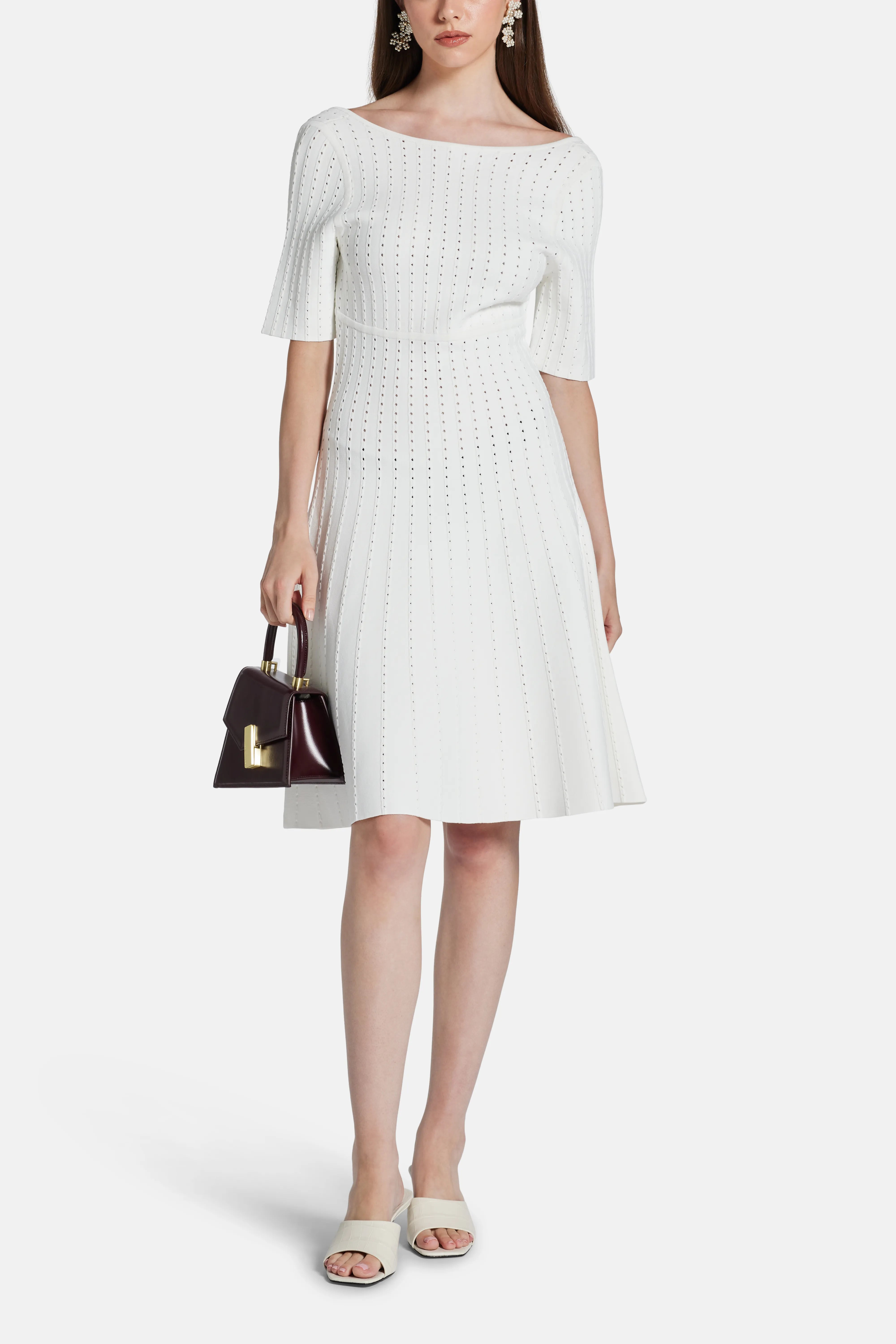 Donna Bandage Knit Midi Dress in White
