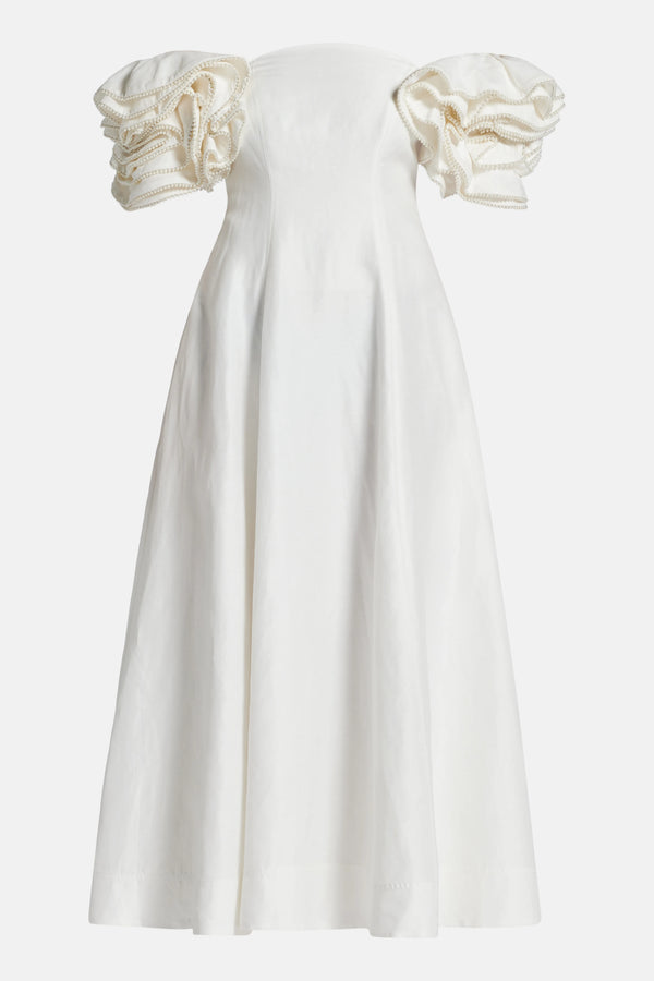 Twyla Linen Midi Dress in White