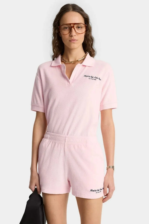 Eden Script Cotton Terry Shorts in Pink
