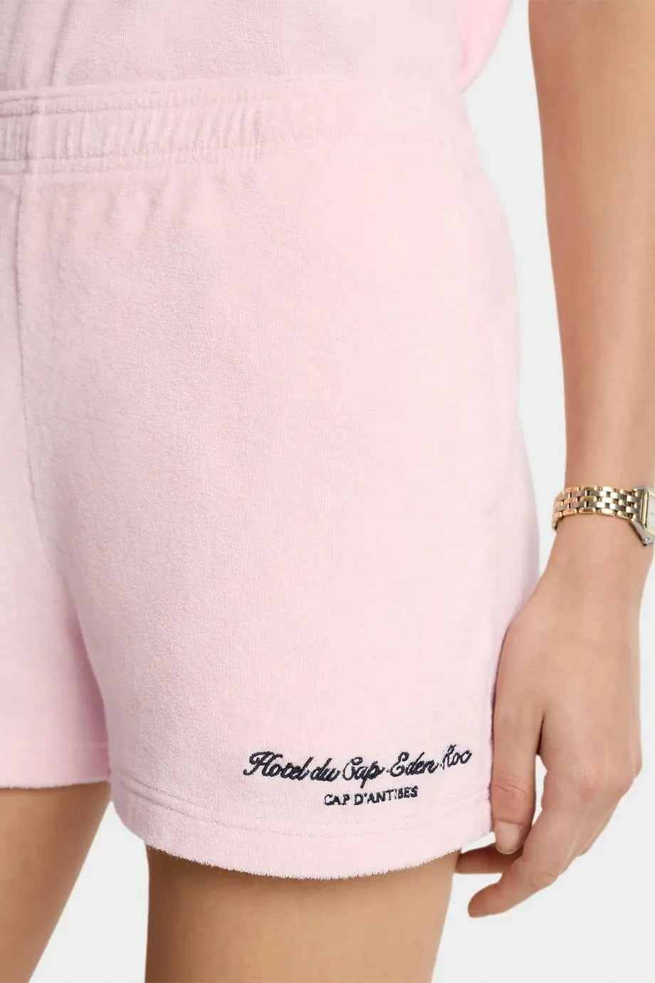 Eden Script Cotton Terry Shorts in Pink
