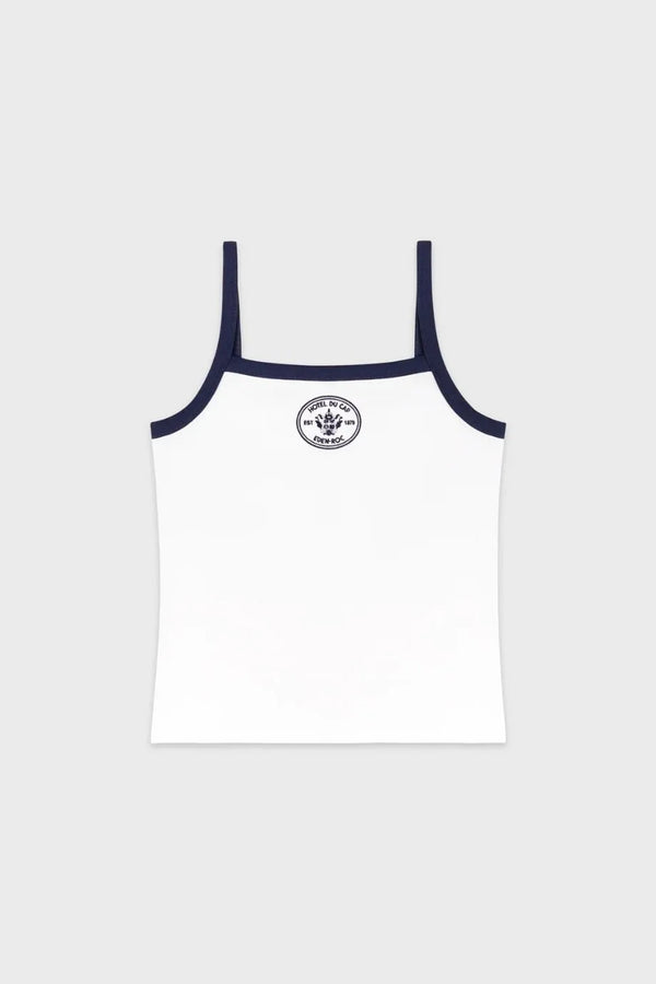 Eden Crest Cotton Pique Tank Top in White and Blue