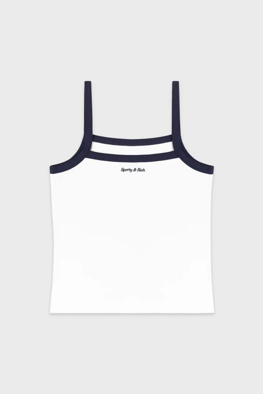 Eden Crest Cotton Pique Tank Top in White and Blue