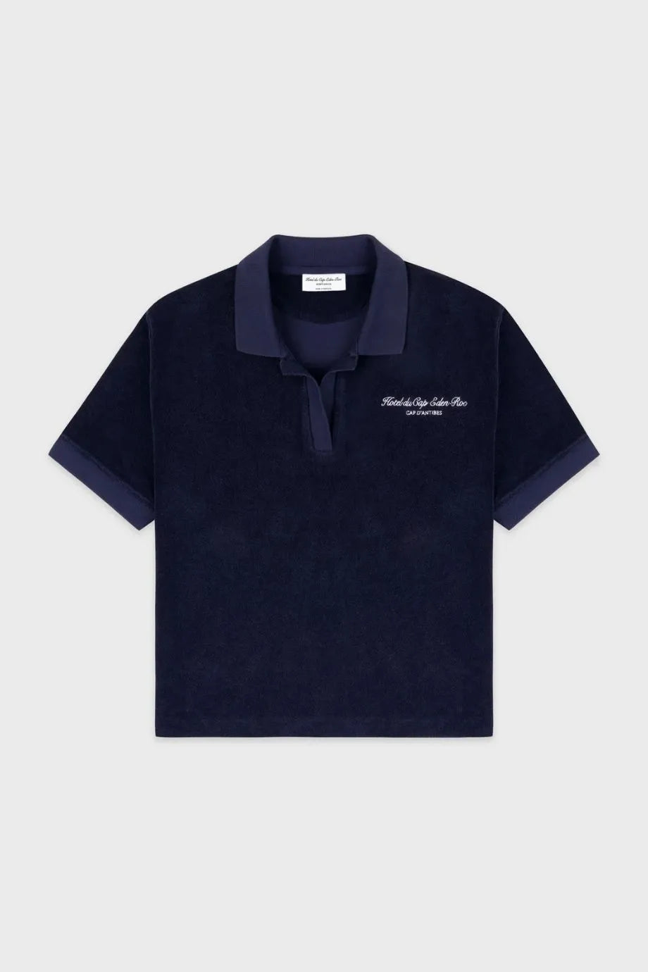 Eden Script Cotton Terry Polo T-Shirt in Blue