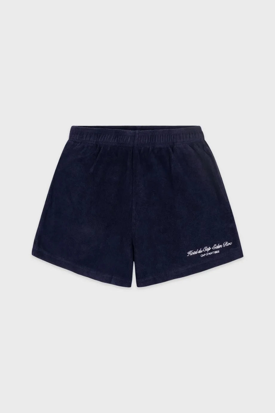 Eden Script Cotton Terry Shorts in Blue