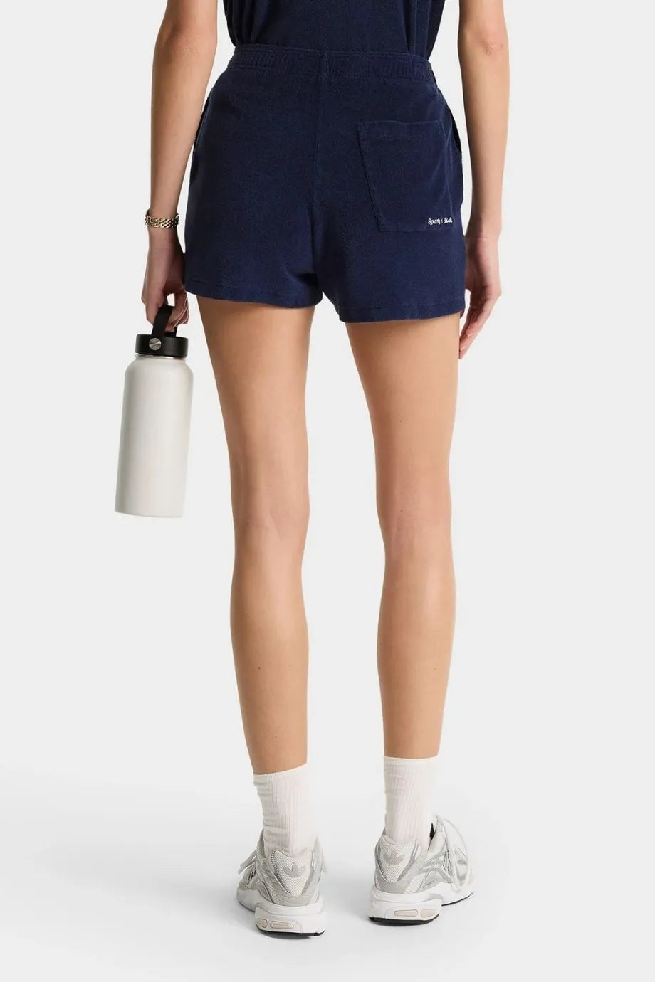 Eden Script Cotton Terry Shorts in Blue