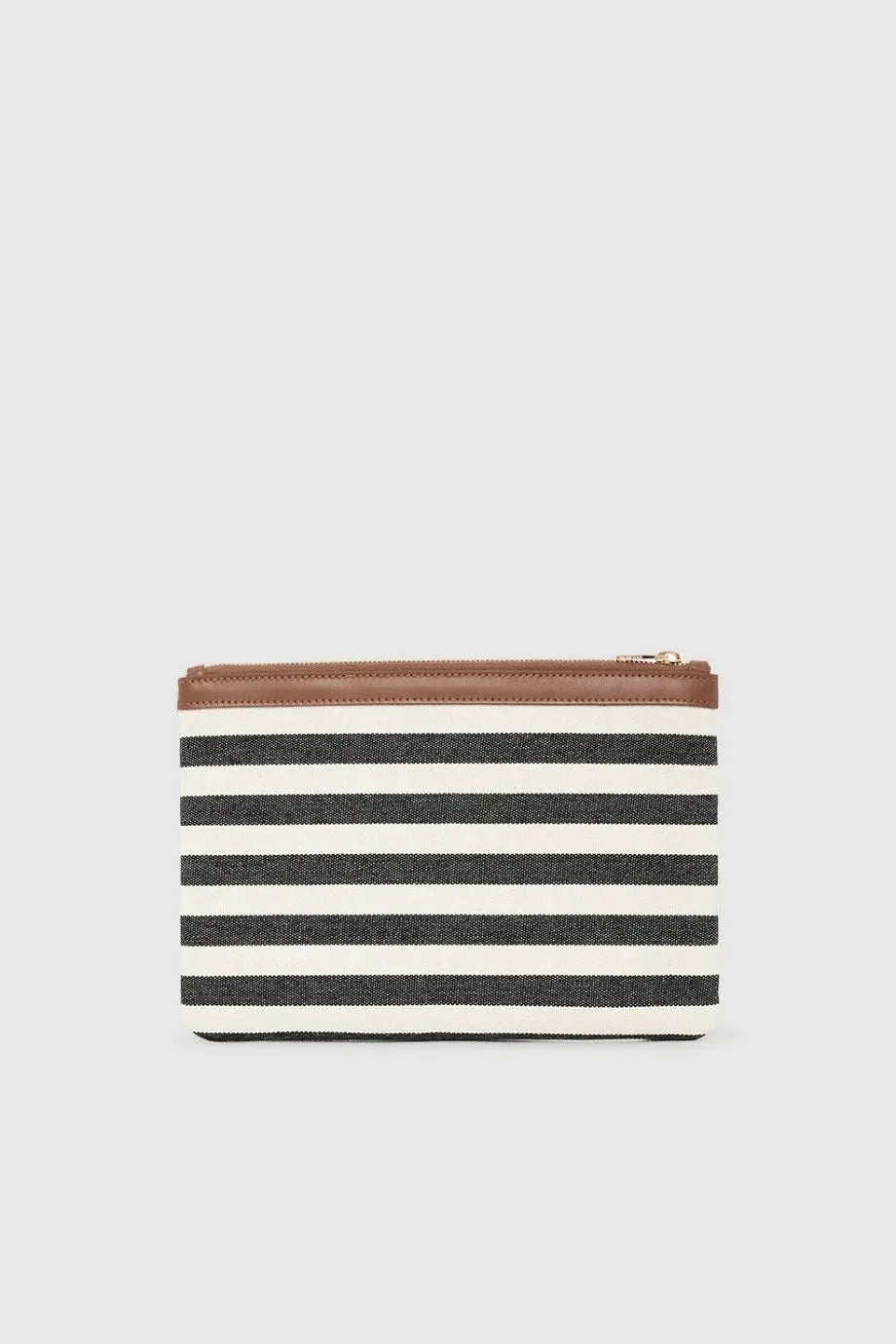 Lili Stripes Cotton Zip Pouch in Black and White