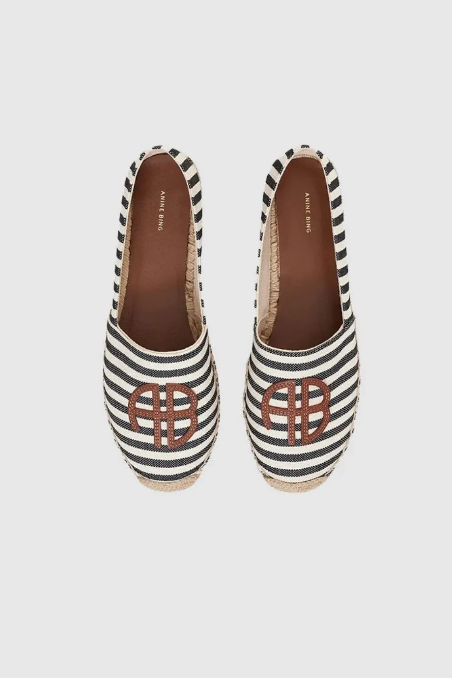 Paloma Stripes Leather Espadrilles in Black and White