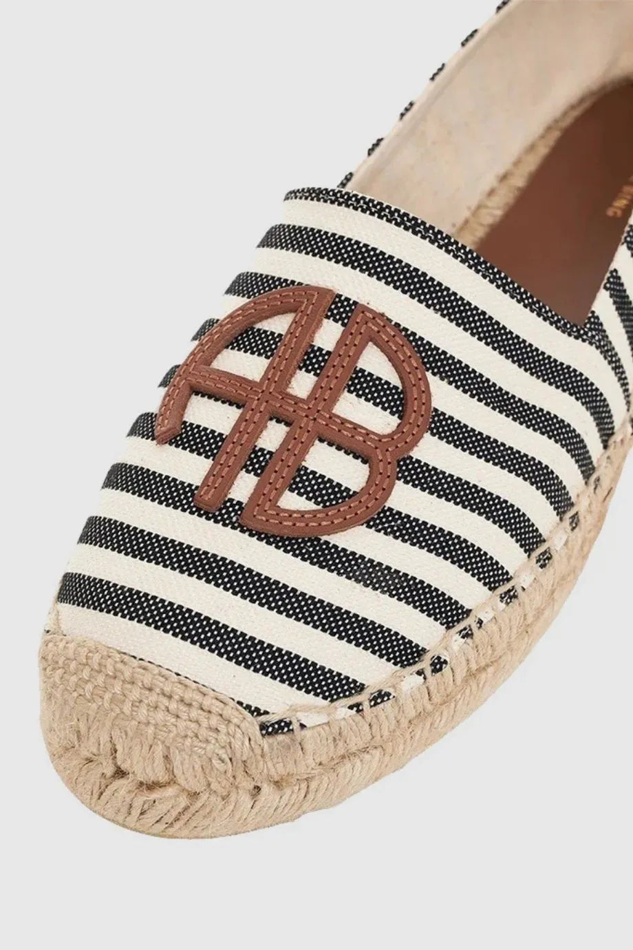 Paloma Stripes Leather Espadrilles in Black and White