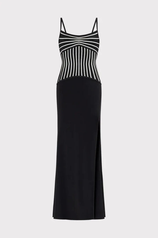 Ophelia Sleeveless Thigh Slit Knit Maxi Dress In Black