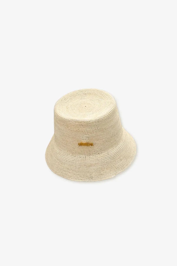 Gina Straw Bucket Hat in Cream