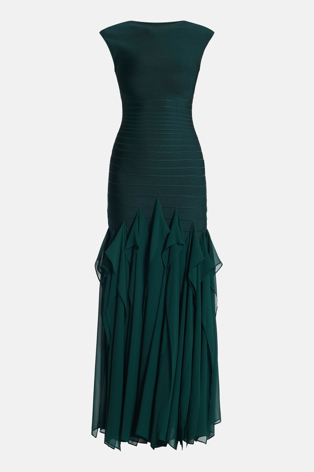 Shop Herve Leger's Mya Knit Bandage Maxi Dress in Green