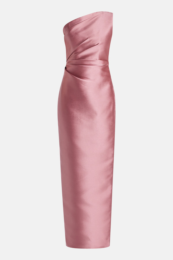 Kira One Shoulder Evening Dress in Pink