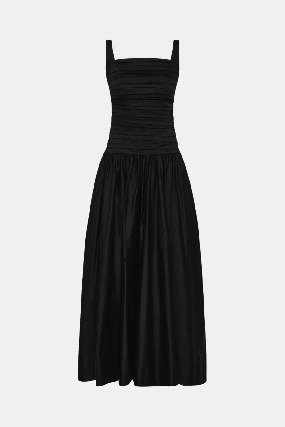 Star Sleeveless Cotton Midi Dress in Black