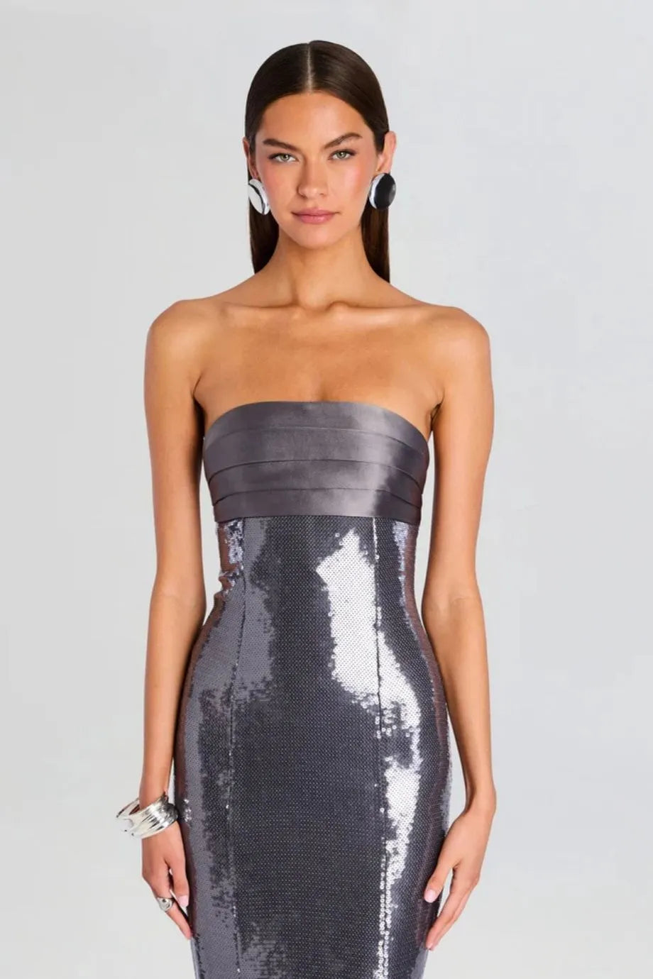 Kenia Sequin Evening Dress in Grey