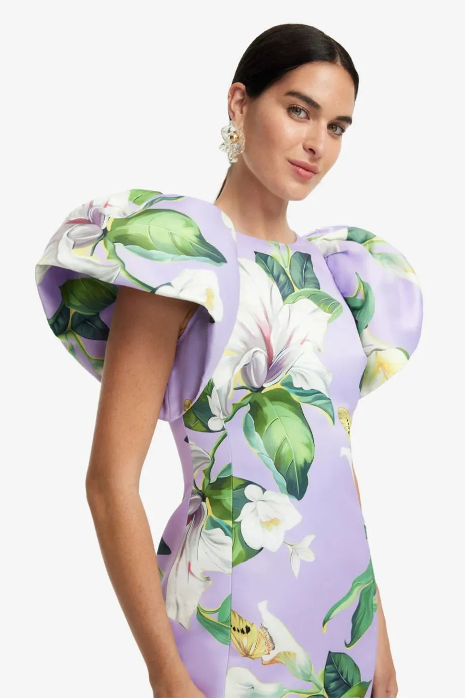 Lucinda Floral Lily Blossom Maxi Dress in Purple