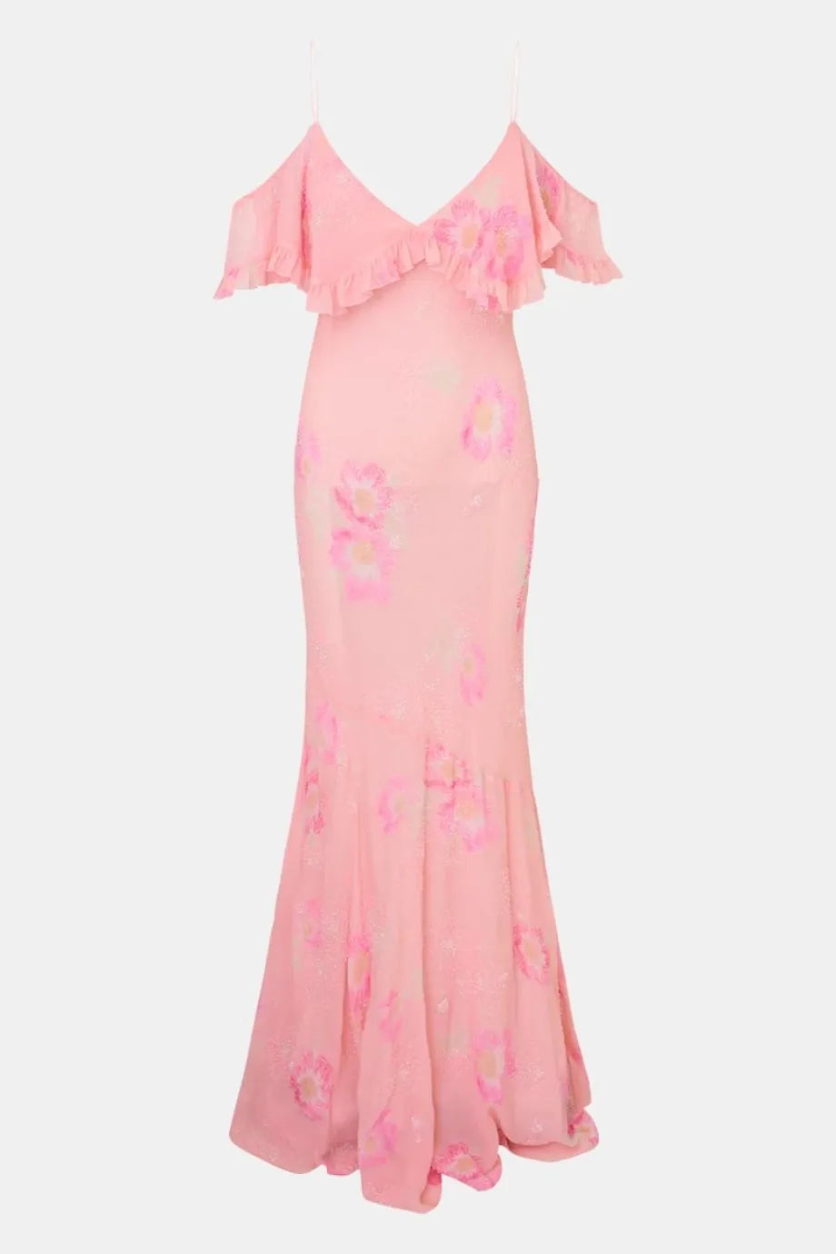 Librae Sleeveless Ruffles Maxi Dress in Pink