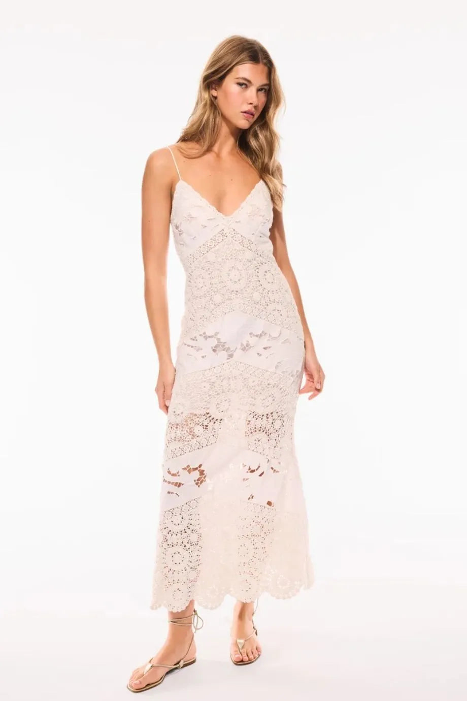 Revoires Sleeveless Cotton Maxi Dress in White