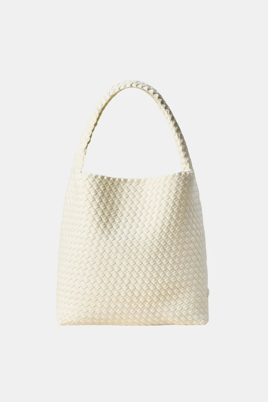Nomad Woven Medium Hobo Shoulder Bag in White With Pouch