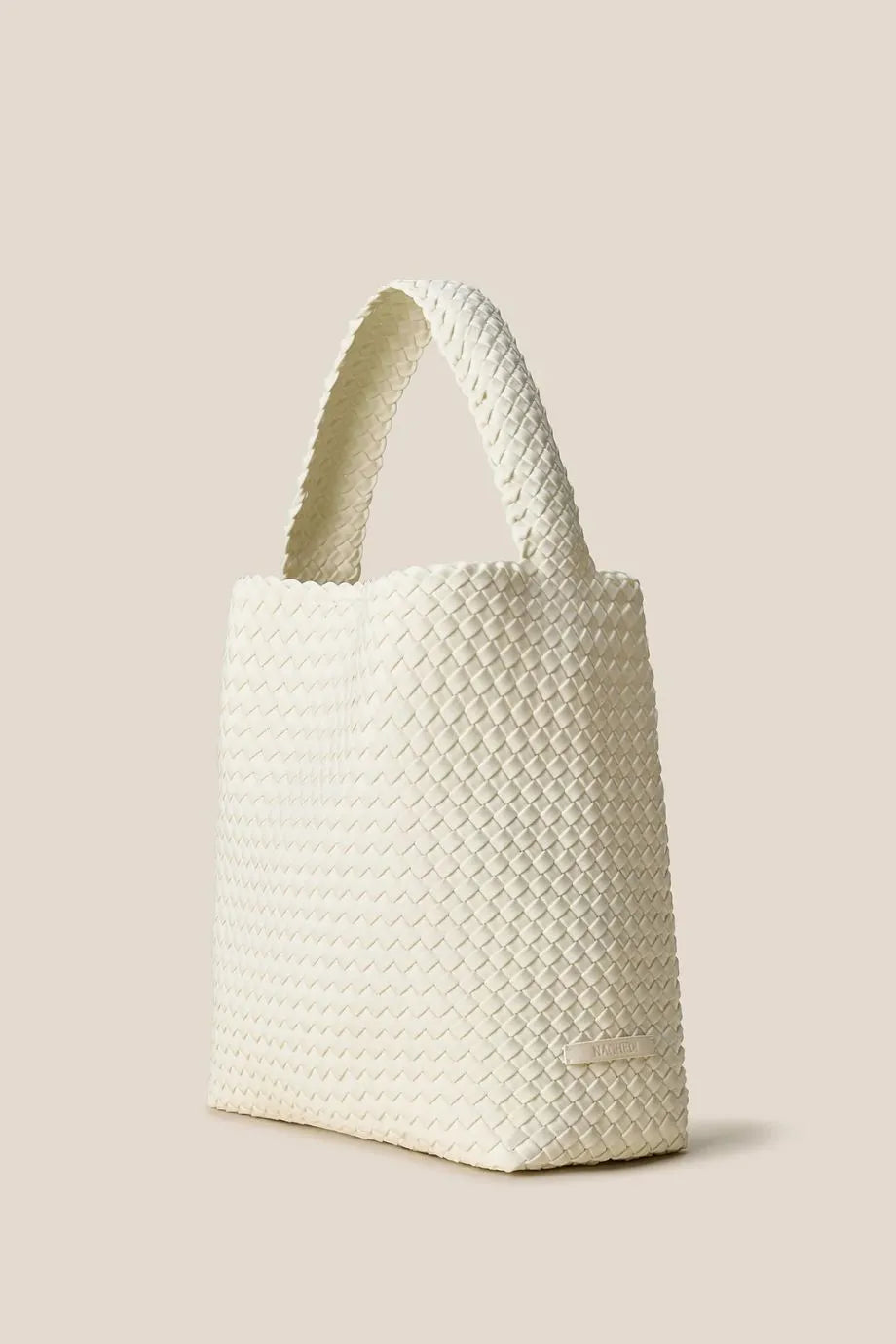 Nomad Woven Medium Hobo Shoulder Bag in White With Pouch