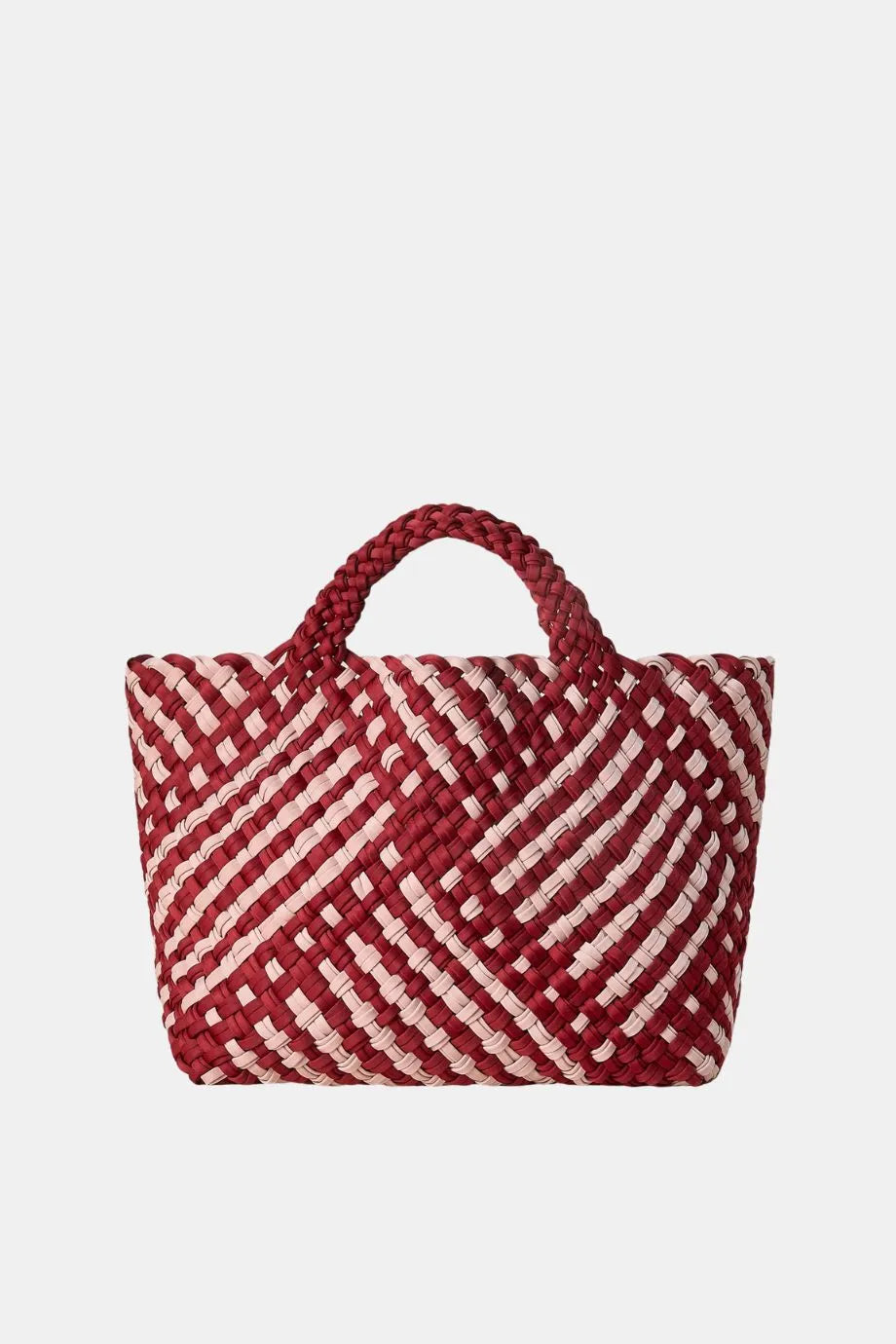 St. Barths Double Weave Woven Medium Tote Bag in Red With Pouch