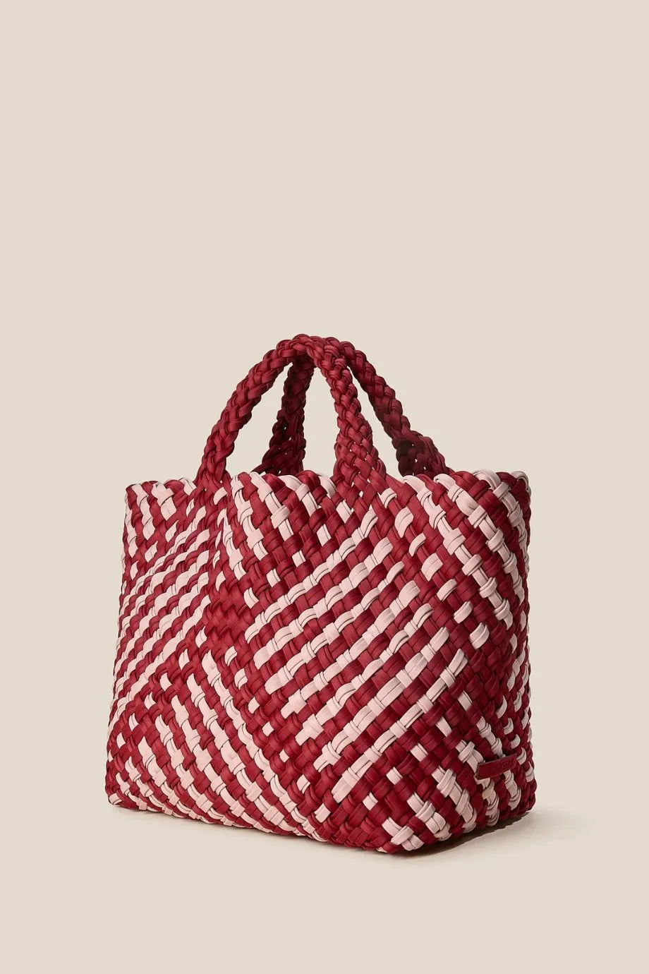 St. Barths Double Weave Woven Medium Tote Bag in Red With Pouch