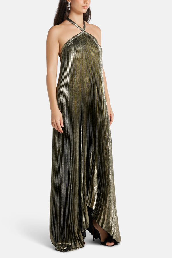 Deesse Shimmer Evening Dress in Gold