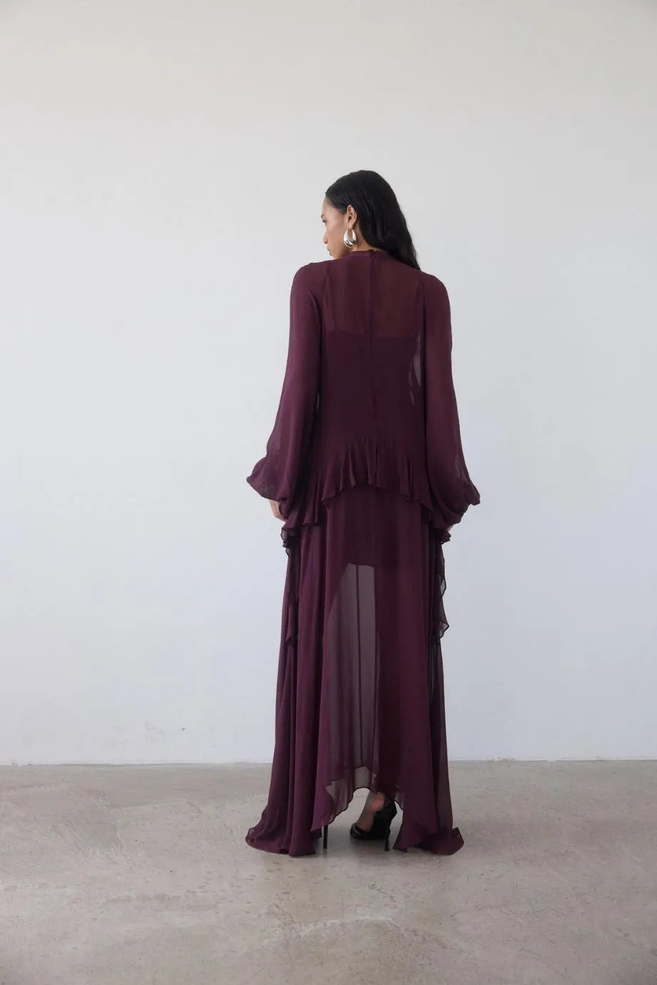 Terran High Neck Maxi Dress in Burgundy