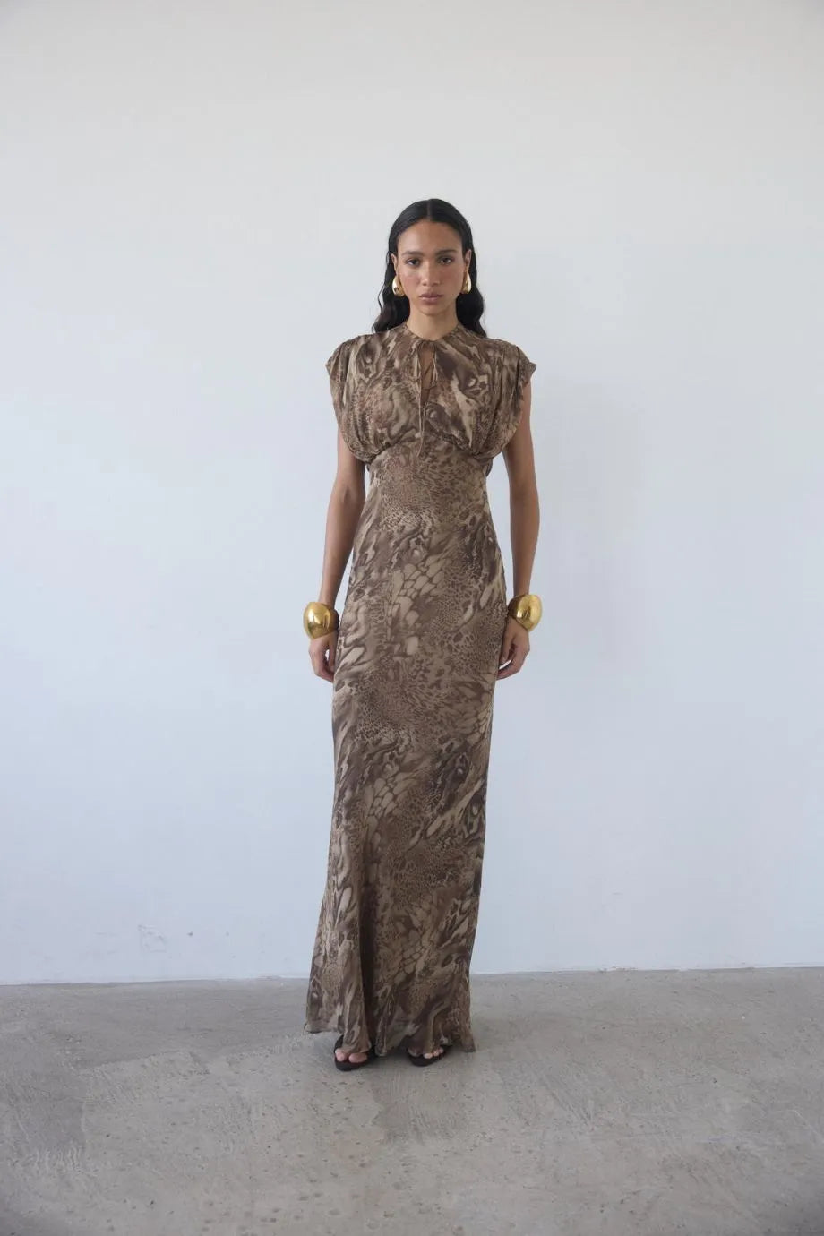 Ceres Maxi Dress in Brown