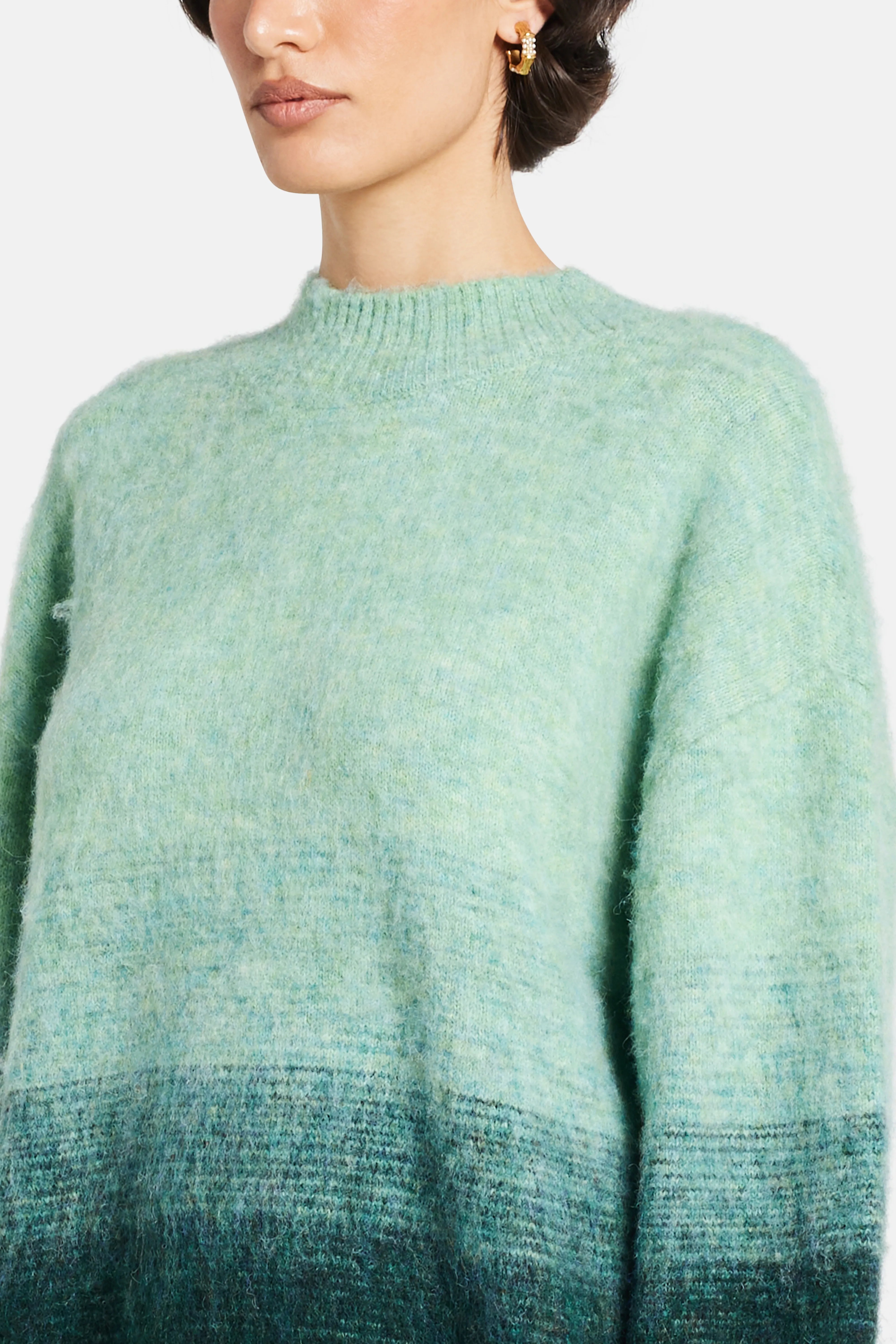 Leith Ombre Round Neck Wool Sweater in Blue