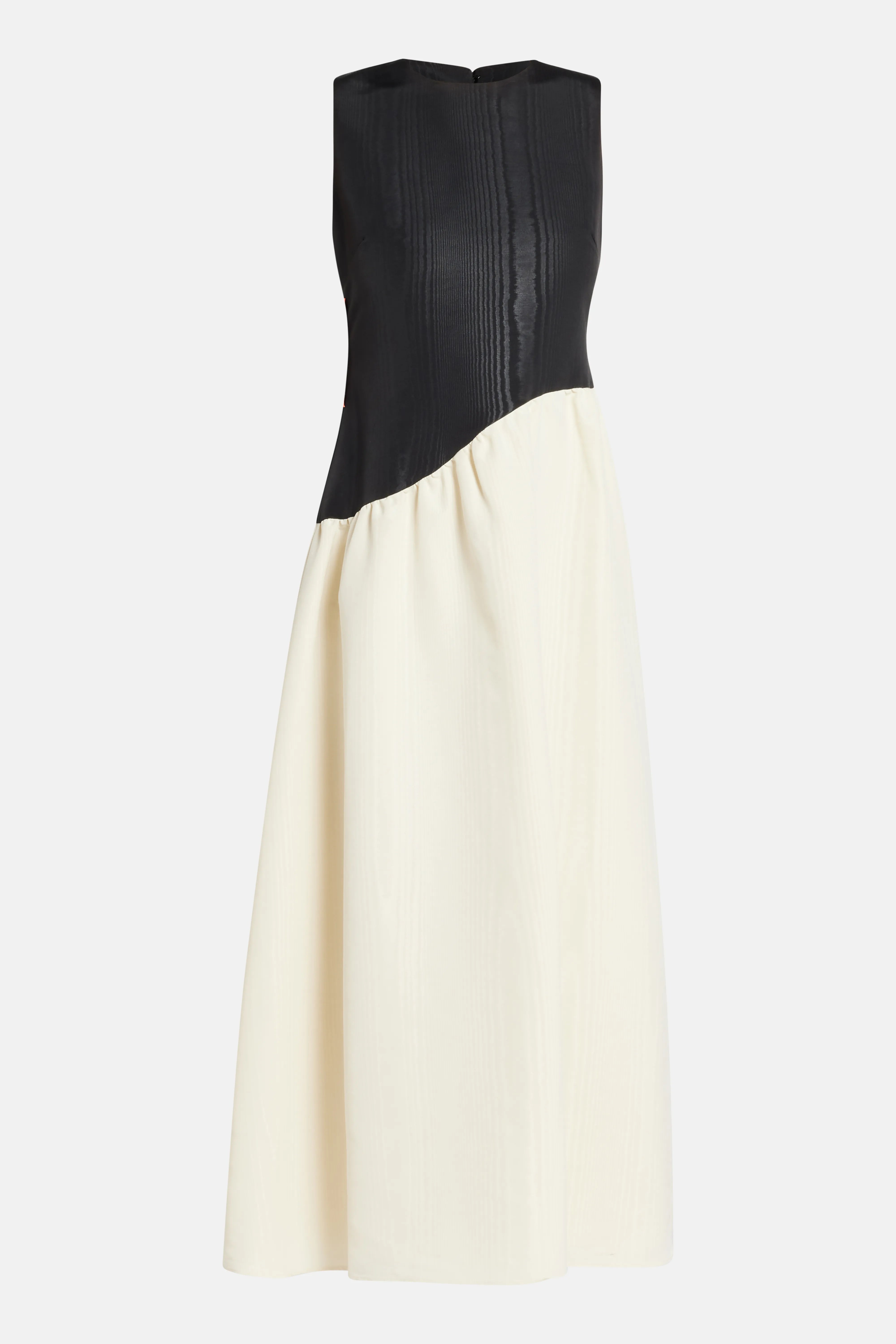 Laurel Moire Sleeveless Midi Dress in Black and White