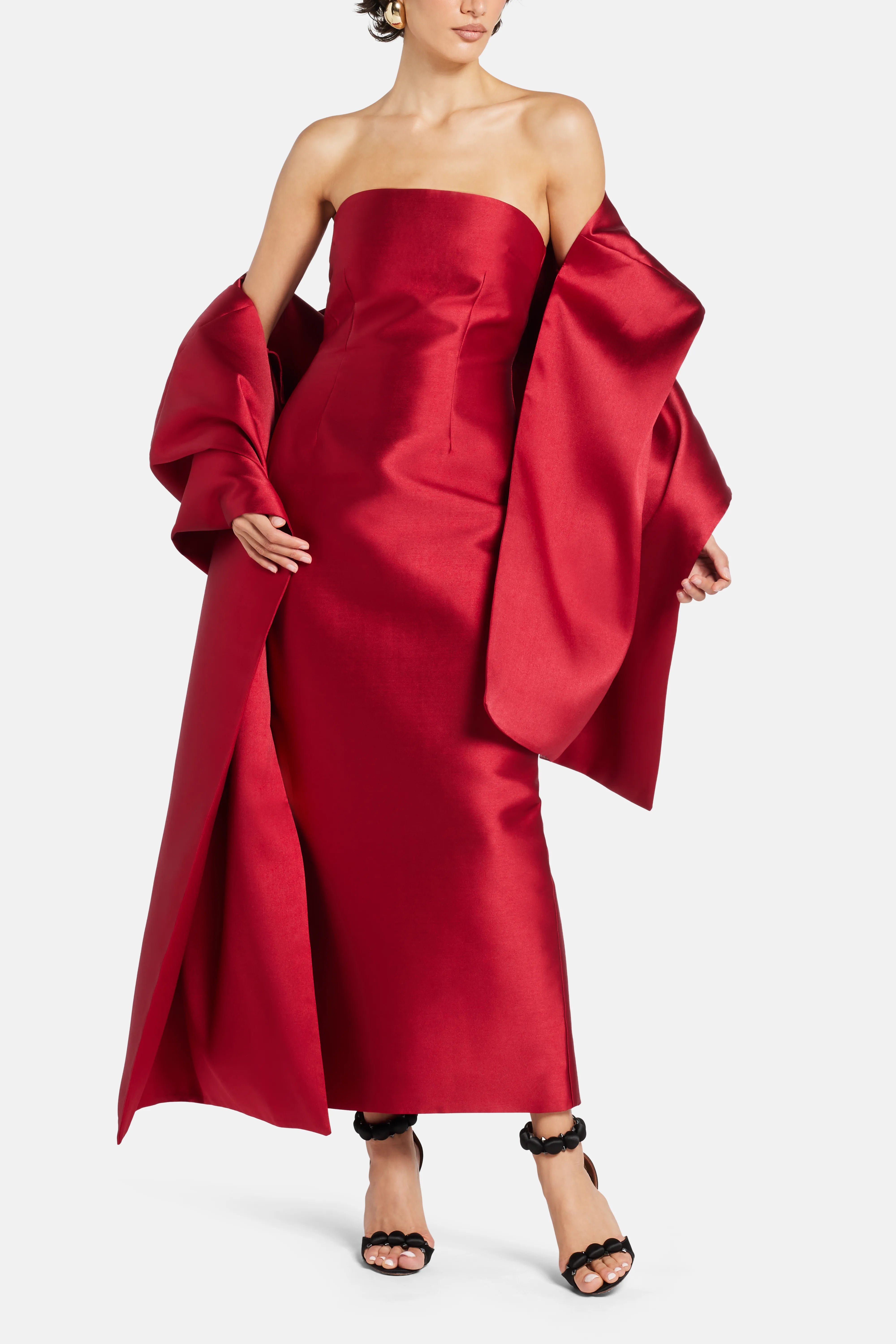 Buy the Renee Midaxi Evening Gown in Red With Cape