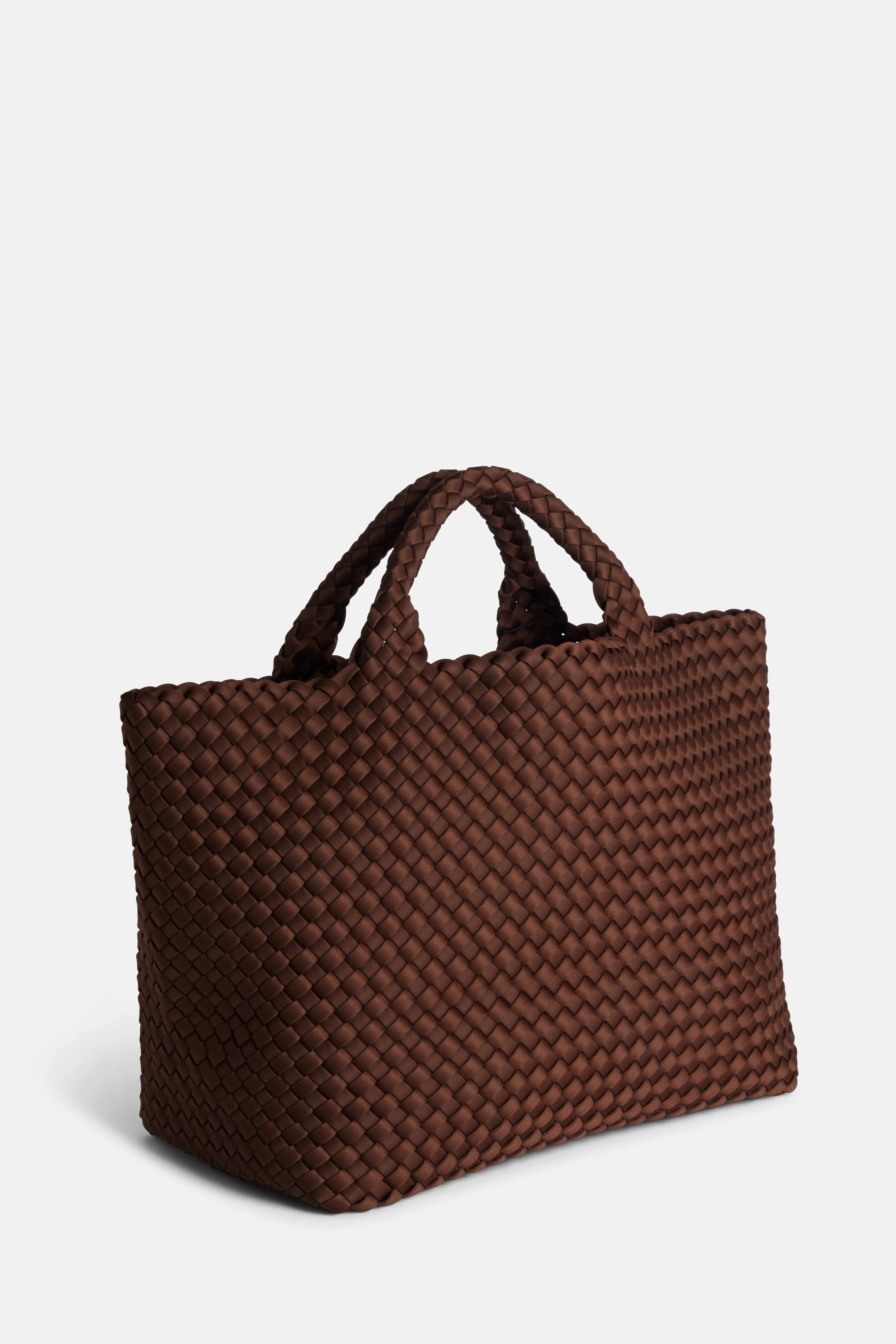 St. Barths Woven Medium Tote Bag in Brown With Pouch